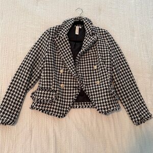 Dolan Black and White Houndstooth Blazer